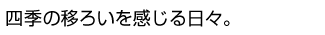 四季の移ろいを感じる日々。